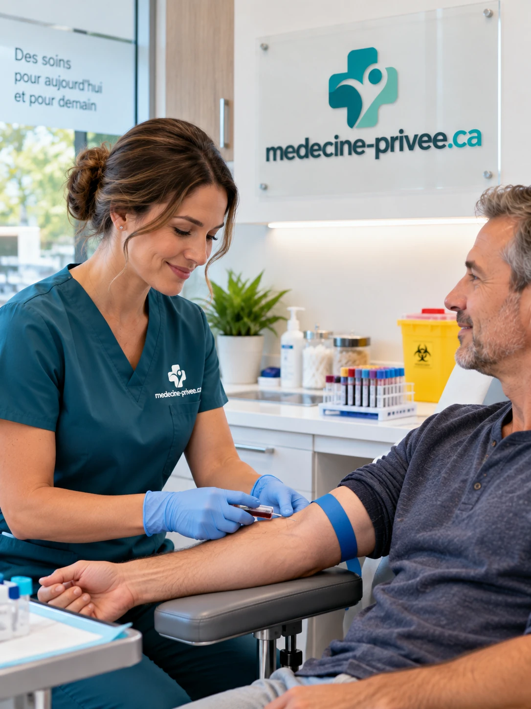 Prélèvement sanguin effectué en clinique