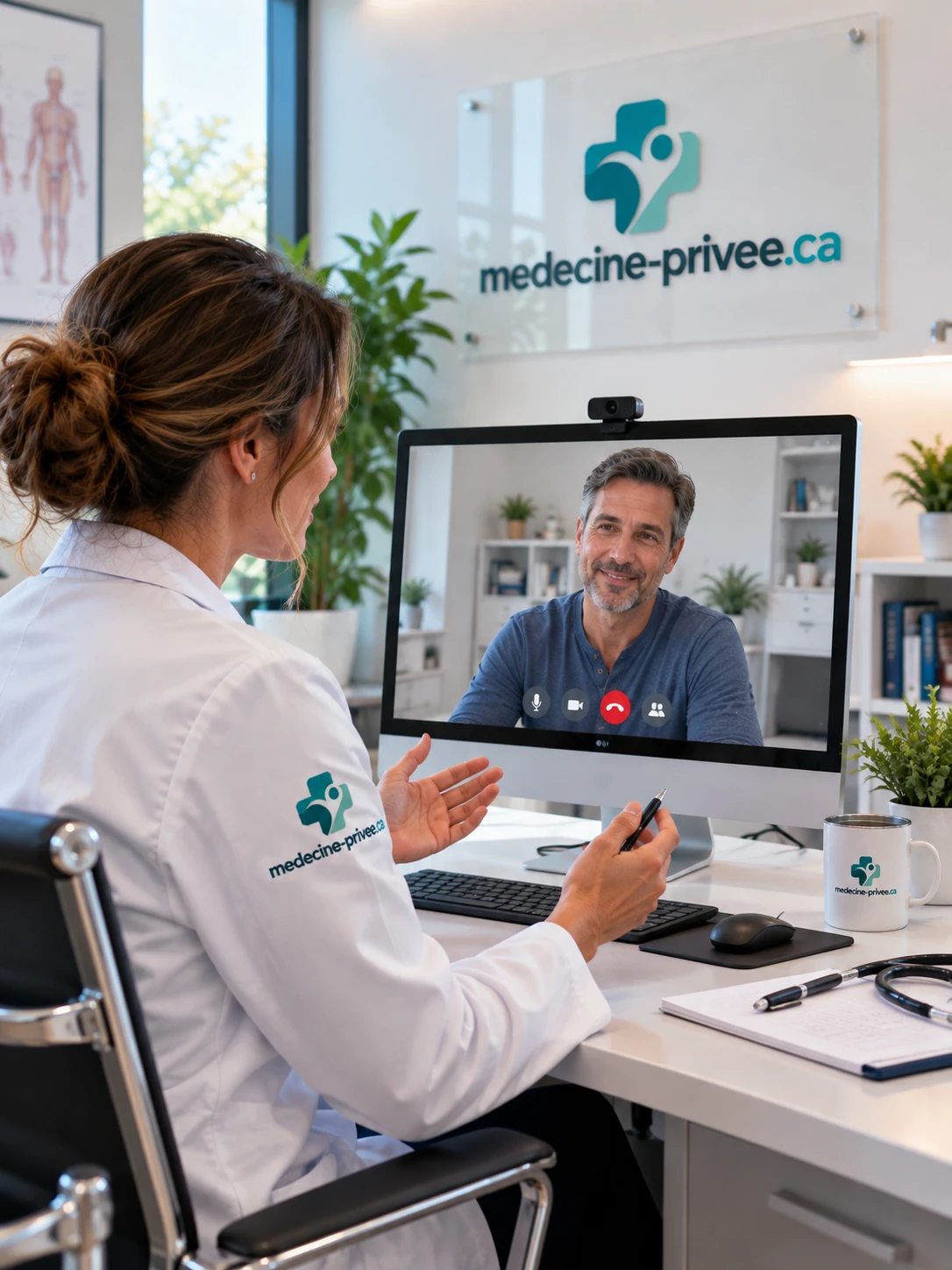 Médecin en téléconsultation devant un écran